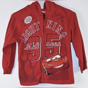 Disney Pixar Cars, Lightning McQueen Youth Red Full Zip Hoodie